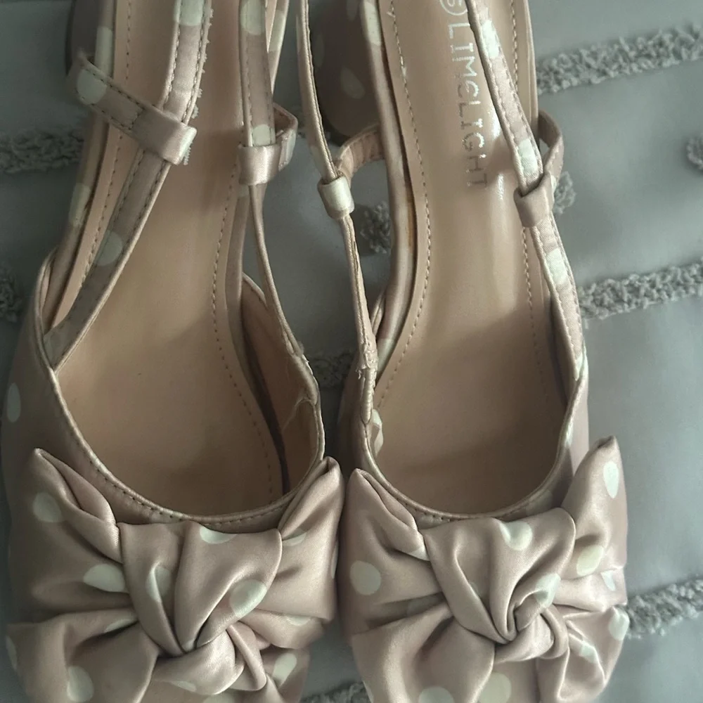 Polka Dot Bow Slingback Heels — Blush - Picture 4 of 4